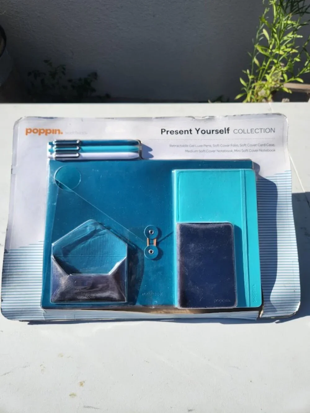 Poppin Work Happy Present Yourself Collection Teal 7 Pc Piece Desk Set Teacher G